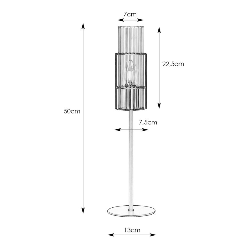 Markslöjd 108557 - Настолна лампа TUBO 1xE14/40W/230V 50 cm лъскав хром/прозрачен