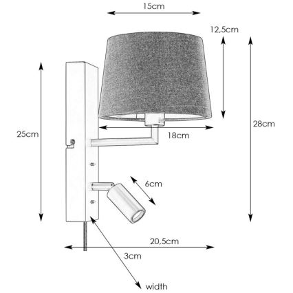 Markslöjd 108595 - LED Аплик с USB COMO 1xE14/40W/230V + LED/3W черен