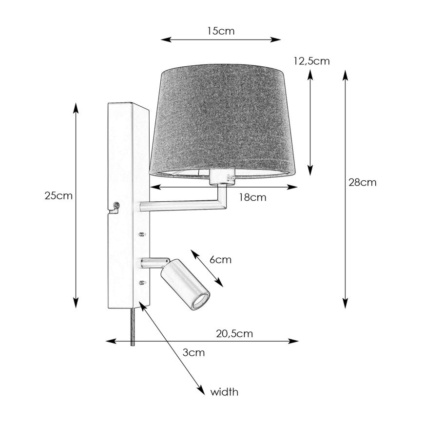 Markslöjd 108595 - LED Аплик с USB COMO 1xE14/40W/230V + LED/3W черен