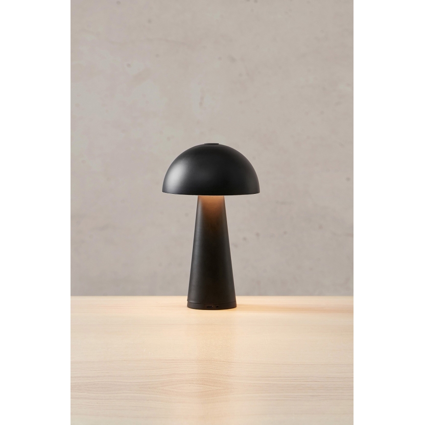Markslöjd 108655 - Димируема акумулаторна настолна лампа FUNGI LED/1,5W/5V 2000 mAh IP44 черна