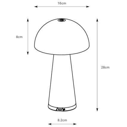 Markslöjd 108655 - Димируема акумулаторна настолна лампа FUNGI LED/1,5W/5V 2000 mAh IP44 черна