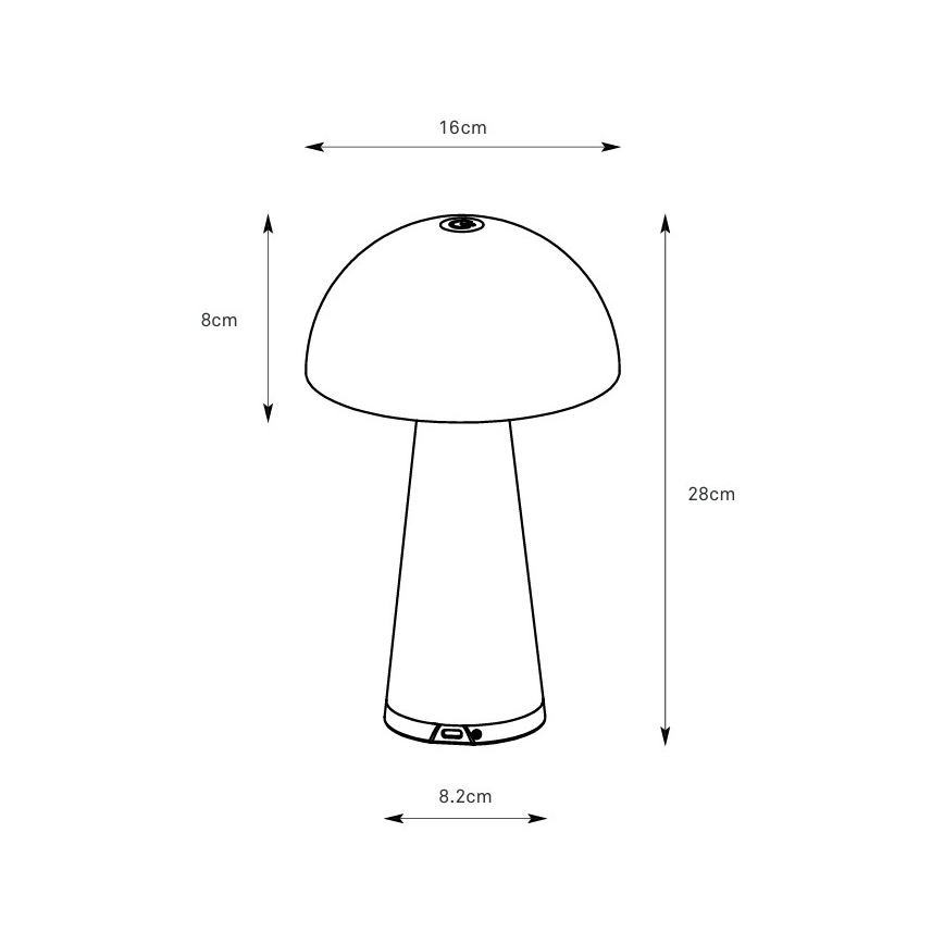 Markslöjd 108655 - Димируема акумулаторна настолна лампа FUNGI LED/1,5W/5V 2000 mAh IP44 черна