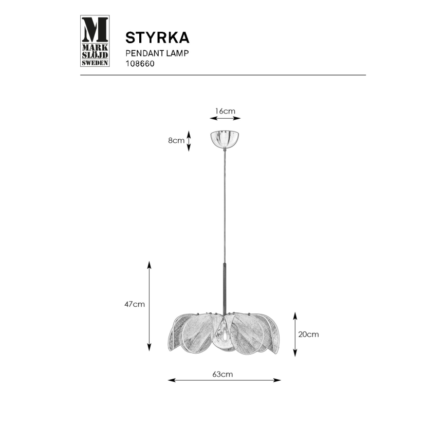Markslöjd 108660 - Пендел STYRKA 1xE27/40W/230V Ø 63 см черен
