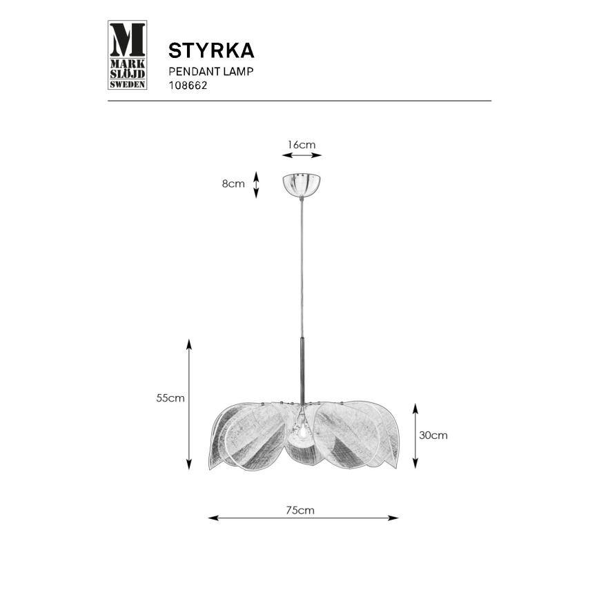 Markslöjd 108662 - Пендел STYRKA 1xE27/40W/230V Ø 75 см черен