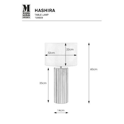 Markslöjd 108669 - Настолна лампа HASHIRA 1xE27/40W/230V бял/месинг