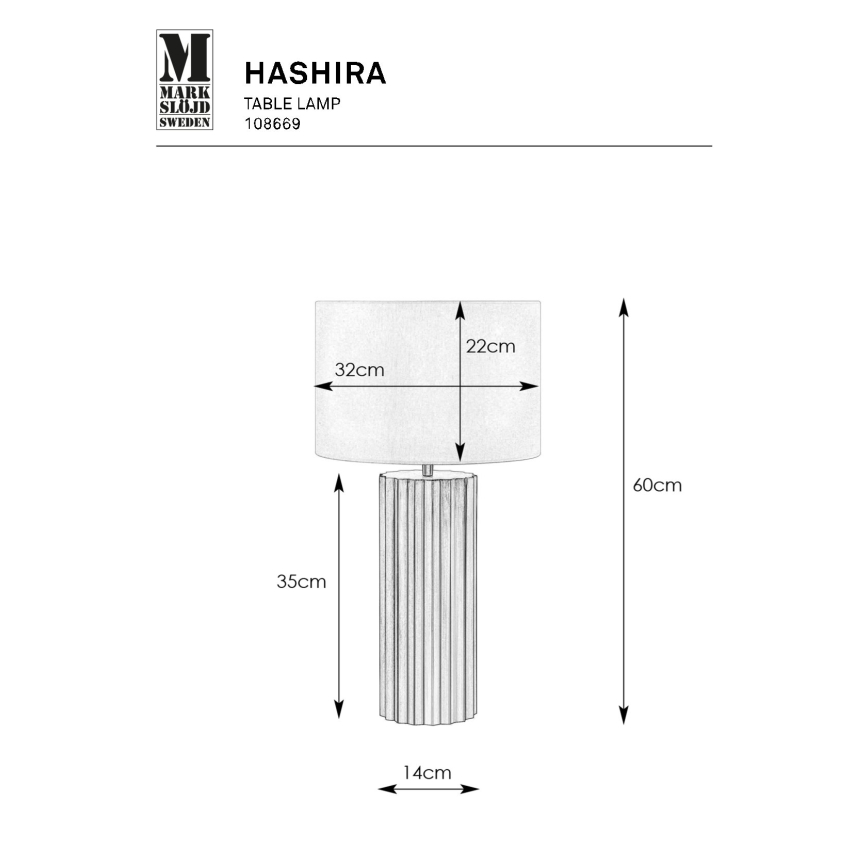 Markslöjd 108669 - Настолна лампа HASHIRA 1xE27/40W/230V бял/месинг