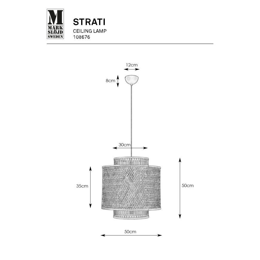 Markslöjd 108676 - Пендел STRATI 1xE27/40W/230V черен/бамбук
