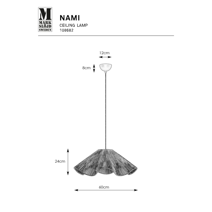 Markslöjd 108682 - Пендел NAMI 1xE27/40W/230V черен