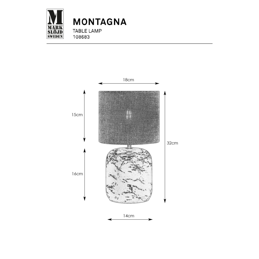 Markslöjd 108683 - Настолна лампа MONTAGNA 1xE14/40W/230V 32 cm бежов/черен