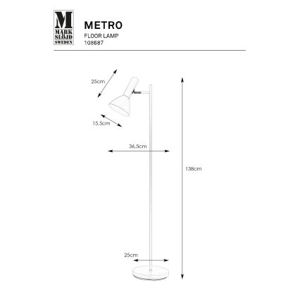 Markslöjd 108687 - Лампион METRO 1xE27/40W/230V бял