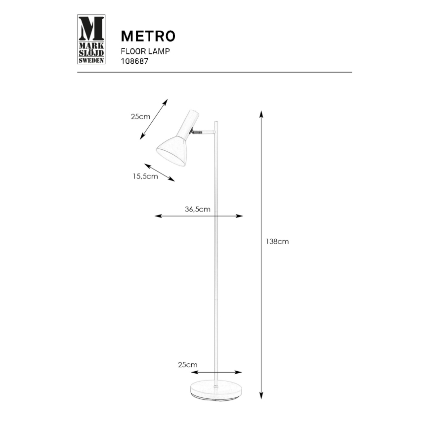 Markslöjd 108687 - Лампион METRO 1xE27/40W/230V бял