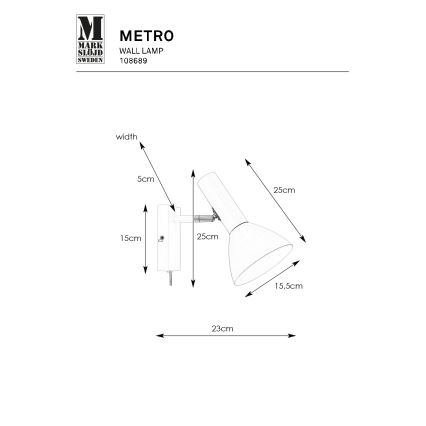 Markslöjd 108689 - Аплик METRO 1xE27/40W/230V бял