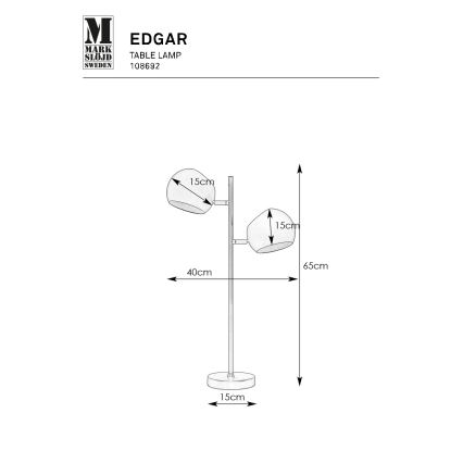 Markslöjd 108692 - Настолна лампа EDGAR 2xE14/40W/230V златист