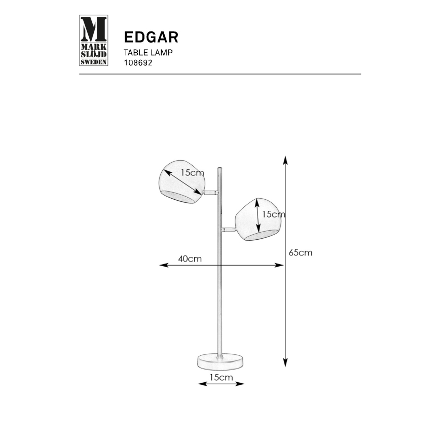 Markslöjd 108692 - Настолна лампа EDGAR 2xE14/40W/230V златист