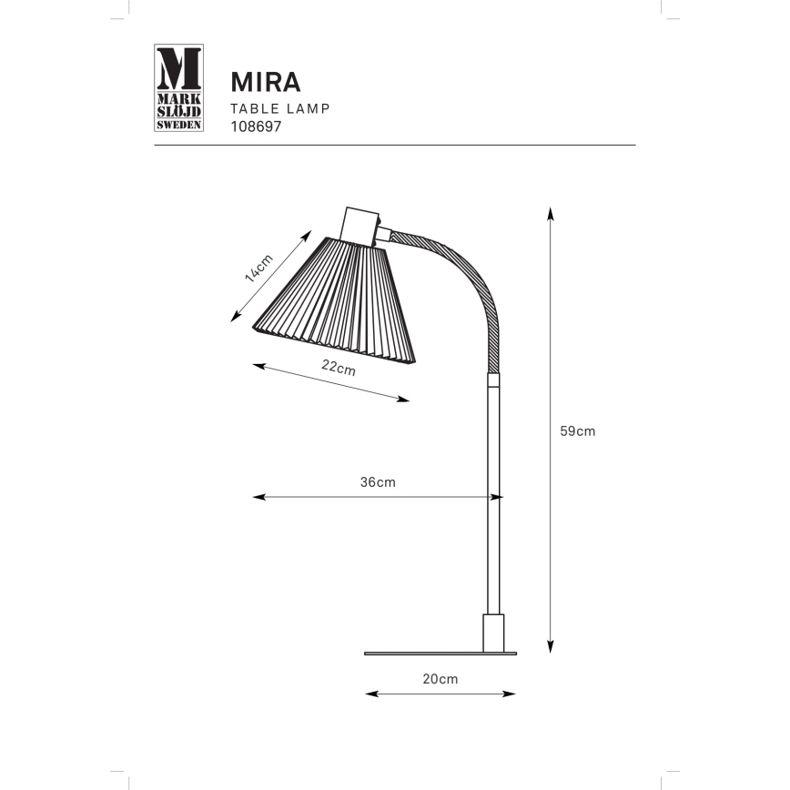 Markslöjd 108697 - Настолна лампа MIRA 1xE14/40W/230V черен/бял