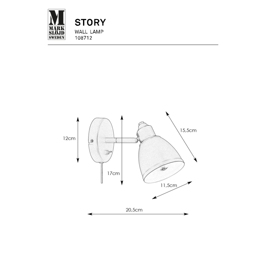 Markslöjd 108712 - Аплик STORY 1xE14/40W/230V черен