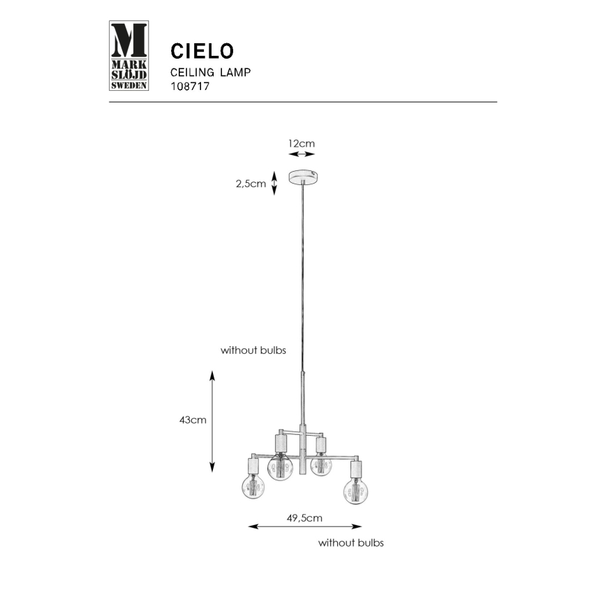 Markslöjd 108717 - Пендел CIELO 6xE27/40W/230V черен