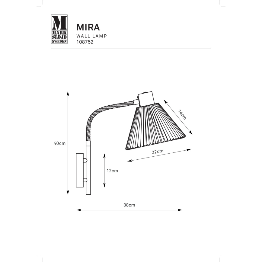 Markslöjd 108752 - Аплик MIRA 1xE14/40W/230V черен/бял