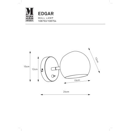 Markslöjd 108753 - Аплик EDGAR 1xE14/40W/230V черен