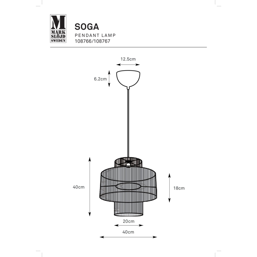 Markslöjd 108767 - Пендел SOGA 1xE27/40W/230V златист