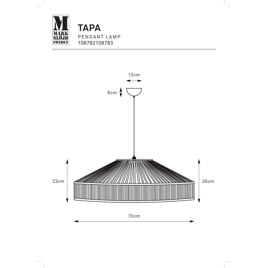 Markslöjd 108782 - Пендел TAPA 1xE27/40W/230V черен/бамбук