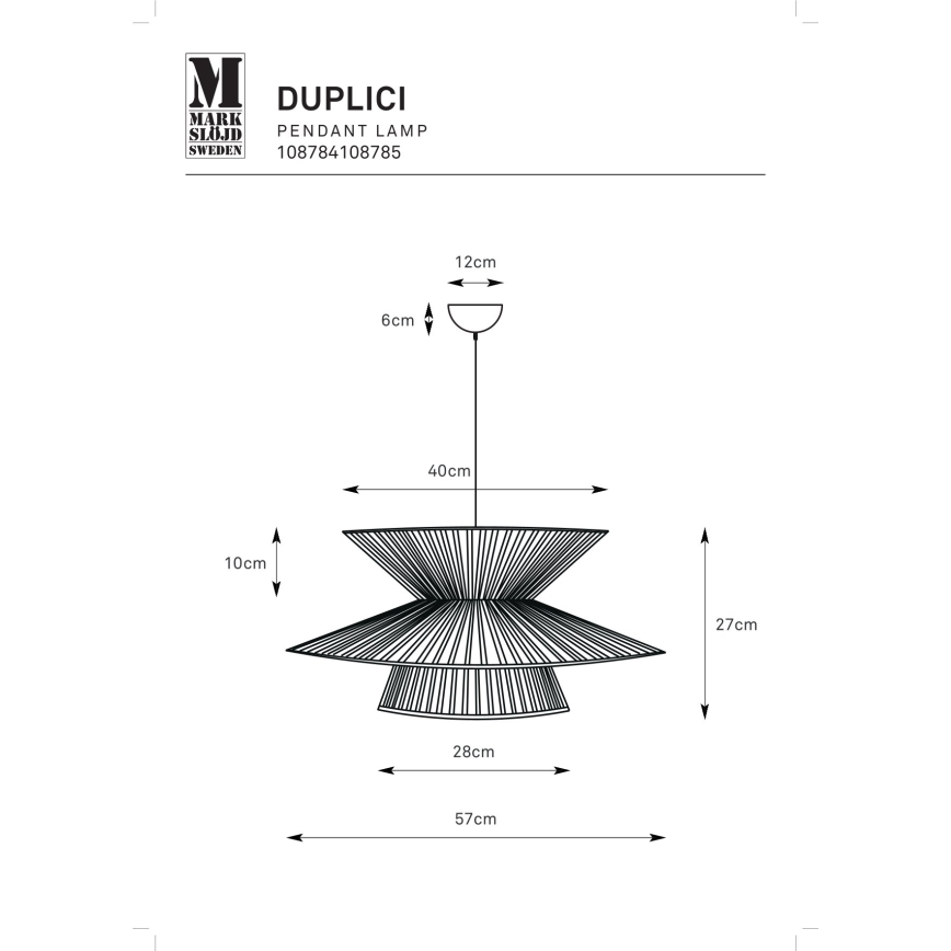 Markslöjd 108785 - Пендел DUPLICI 1xE27/40W/230V бежов/бамбук