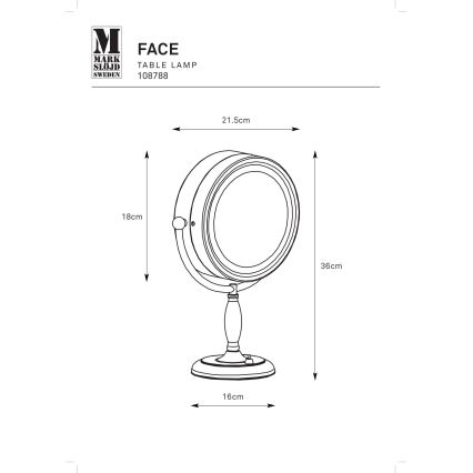 Markslöjd 108788 - Cosmetic огледало FACE 1xE14/25W/230V