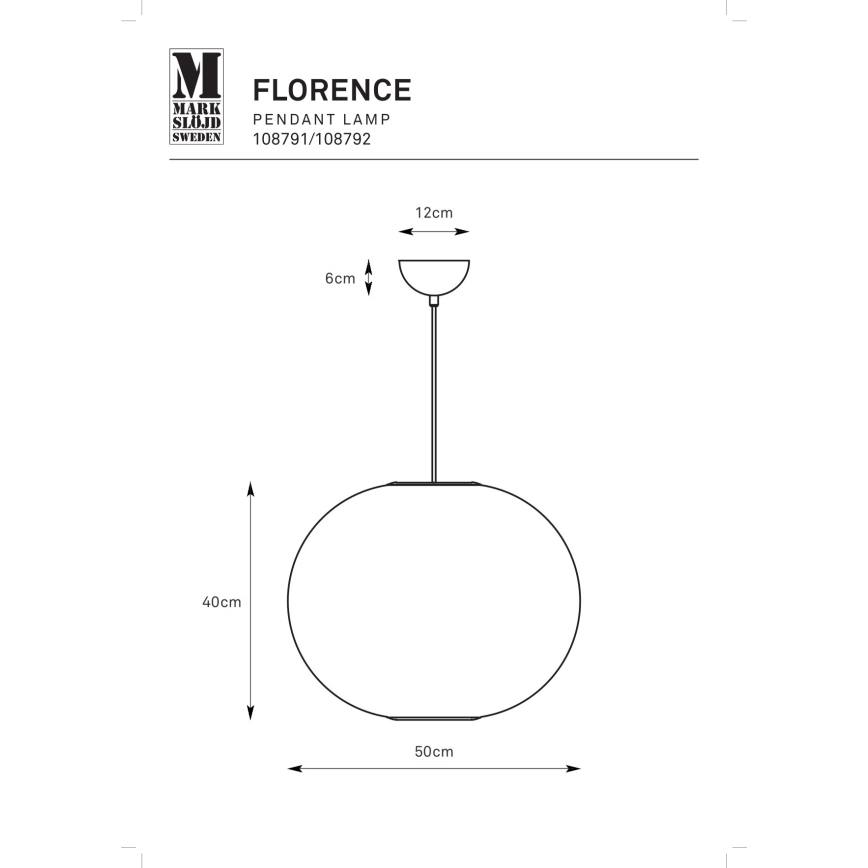 Markslöjd 108791 - Пендел FORENCE 1xE27/40W/230V Ø 50 см черен