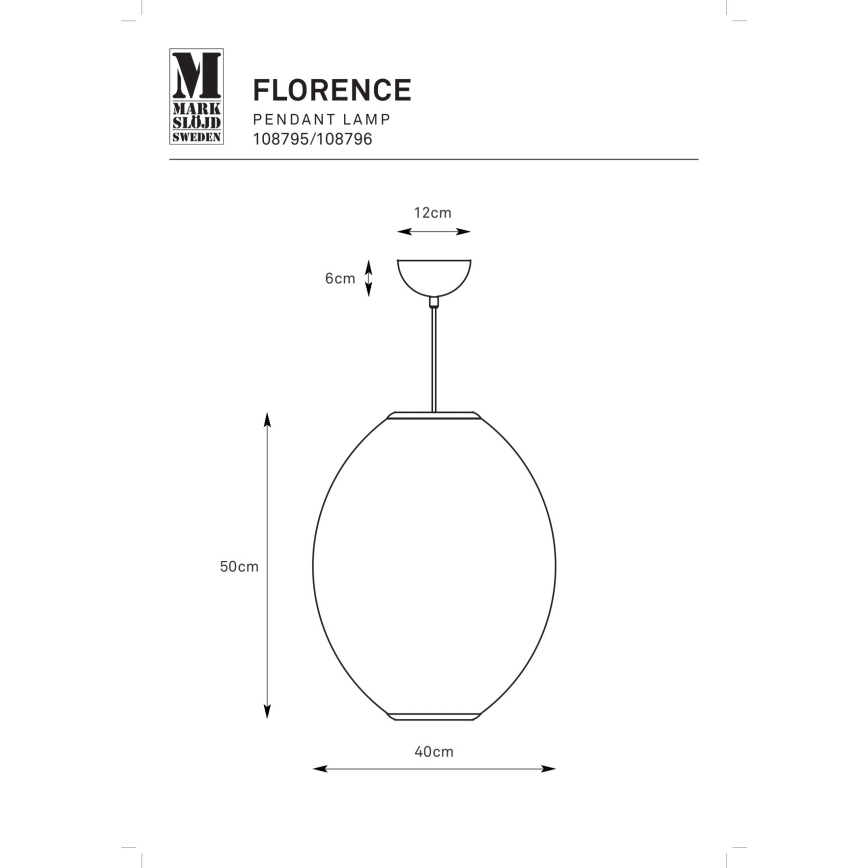 Markslöjd 108796 - Пендел FLORENCE 1xE27/40W/230V бял