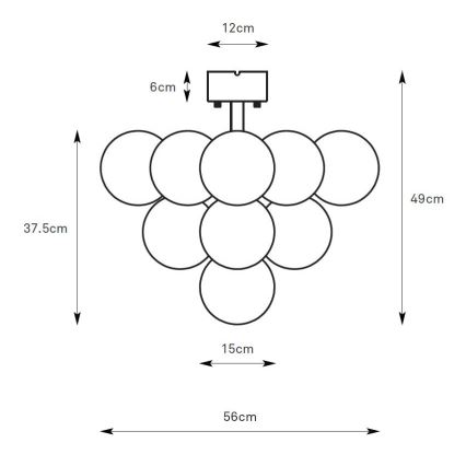 Markslöjd 108845 - Повърхностно монтиран полилей MERLOT 13xG9/18W/230V Ø 56 cm черен/димчат