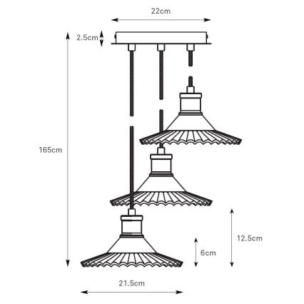 Markslöjd 108853 - Пендел NOVIA 3xE27/40W/230V черен/опушен