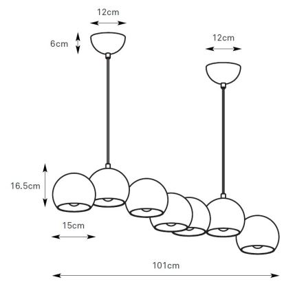 Markslöjd 108860 - Пендел CUPOLO 7xE14/40W/230V черен