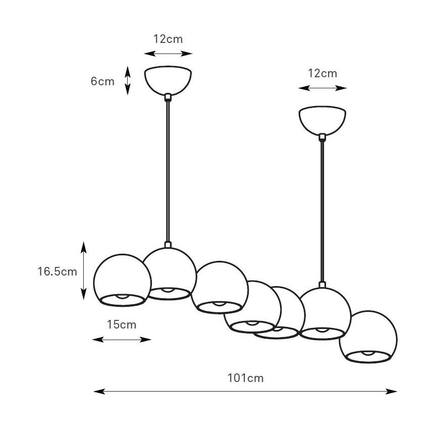Markslöjd 108860 - Пендел CUPOLO 7xE14/40W/230V черен
