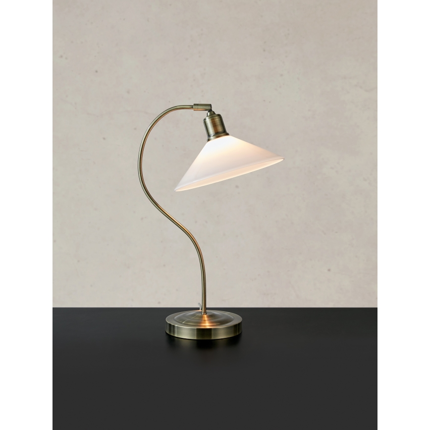 Markslöjd 108863 - Настолна лампа VELA 1xE27/40W/230V месинг/бял