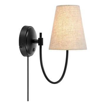 Markslöjd 108907 - Стенен аплик AMAR 1xE14/40W/230V лен/черен