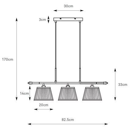 Markslöjd 108975 - Полилей на кабел OXFORD 3xE14/40W/230V месинг/бял