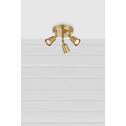 Markslöjd 108980 - Точково осветително тяло TINY 3xGU10/7W/230V, месинг