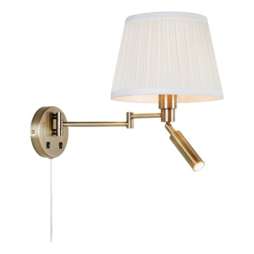 Markslöjd 109017 - LED стенна лампа PIVOT 1xE27/40W/230V + LED/4W кремава/месинг