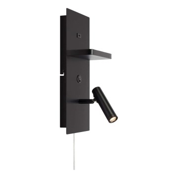 Markslöjd 109018 - LED стенен точков аплик с рафт и USB порт CARICA LED/4W/230V черен