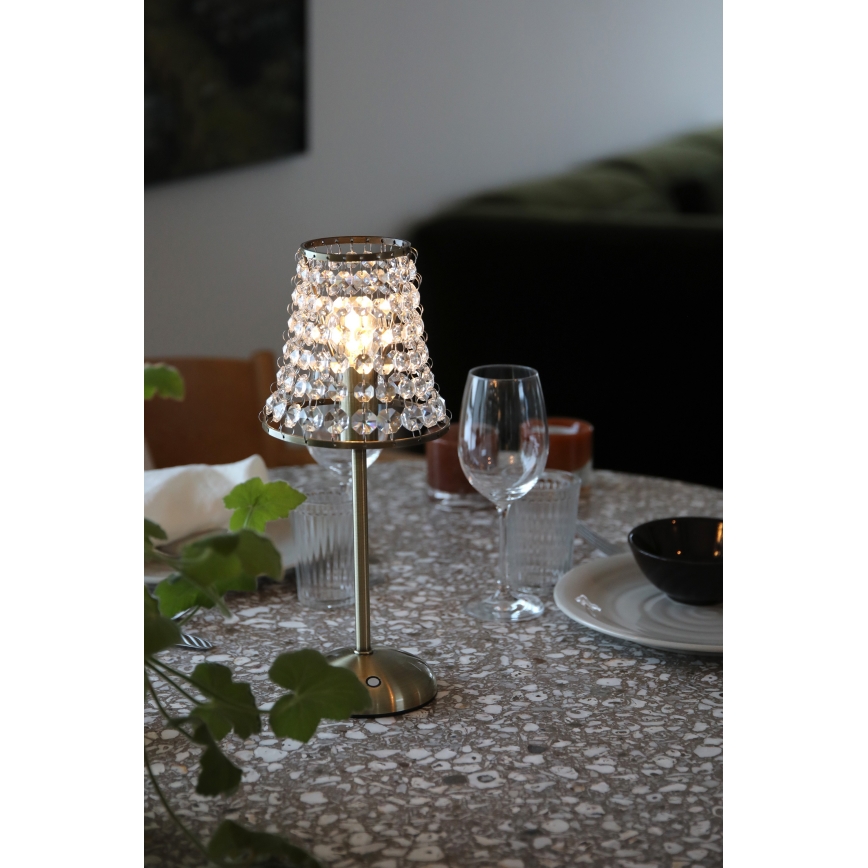 Markslöjd 109125 - LED димируема презареждаема сензорна настолна лампа LIORA 1xE14/2W/2000 mAh месинг