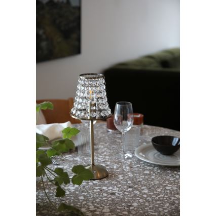 Markslöjd 109125 - LED димируема презареждаема сензорна настолна лампа LIORA 1xE14/2W/2000 mAh месинг