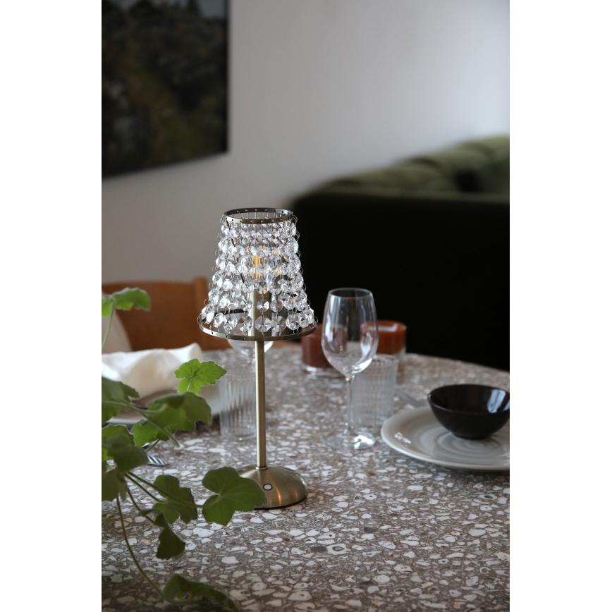 Markslöjd 109125 - LED димируема презареждаема сензорна настолна лампа LIORA 1xE14/2W/2000 mAh месинг