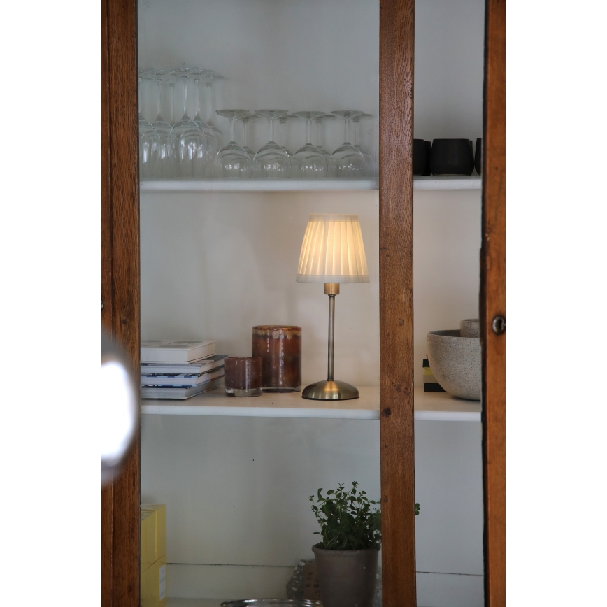 Markslöjd 109126 - LED димируема презареждаема сенсорна настолна лампа ANNO 1xE14/2W/2000 mAh бяла/месинг