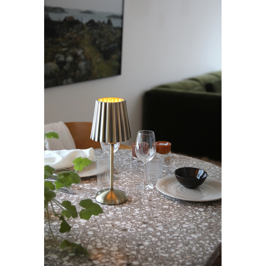 Markslöjd 109127 - LED настолна лампа CELIA, сензорна, димируема и презареждаема, 1xE14/2W/2000 mAh, месинг