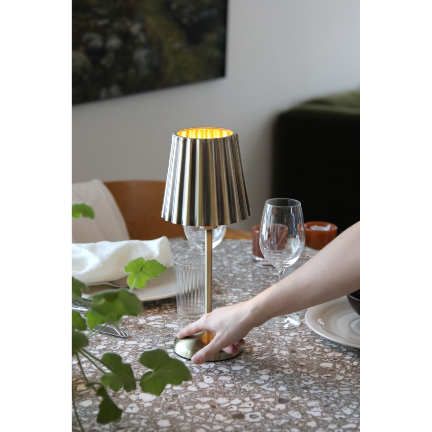 Markslöjd 109127 - LED настолна лампа CELIA, сензорна, димируема и презареждаема, 1xE14/2W/2000 mAh, месинг