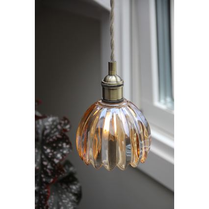 Markslöjd 109137 - Пендант на кабел GOTA 1xE14/40W/230V Ø 13 см опушено бежово/месинг