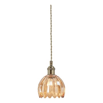 Markslöjd 109137 - Пендант на кабел GOTA 1xE14/40W/230V Ø 13 см опушено бежово/месинг
