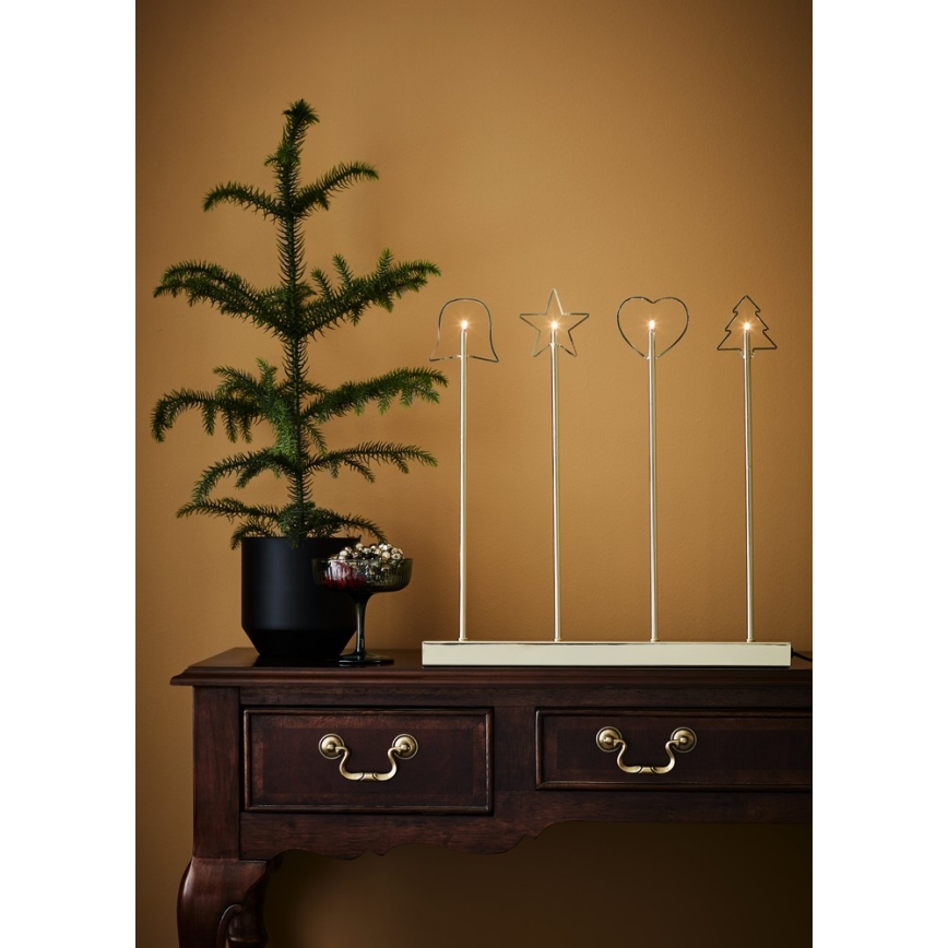 Markslöjd 705254 - Коледен свещник GINGER 4xE5 / 0,8W / 230 / 12V месинг