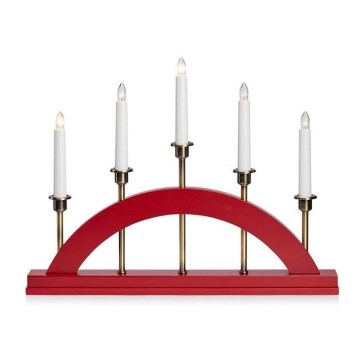 Markslöjd 705833 - Коледен свещник BRIDGE 5xE10/3W/230V червен