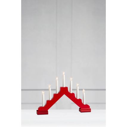 Markslöjd 706050 - LED Коледен свещник EVELIN 7xLED/0,06W/6xAA бял